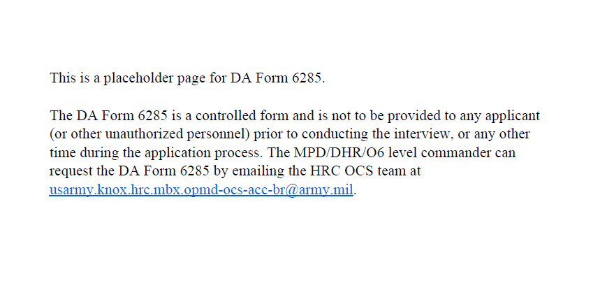 DA FORM 6285 - Interview Plan No. 2