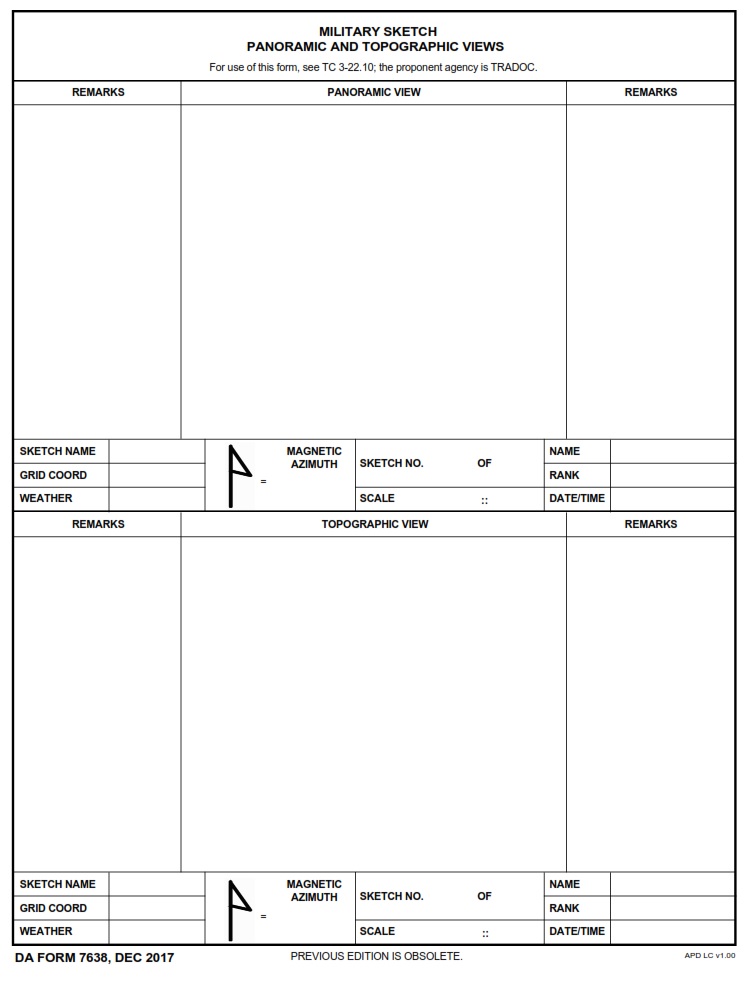 DA FORM 7638 - Military Sketch Panoramic And Topographic Views