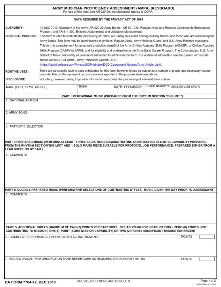 DA FORM 7764-12 Fillable - Army Pubs 7764-12 PDF | DA Forms 2024