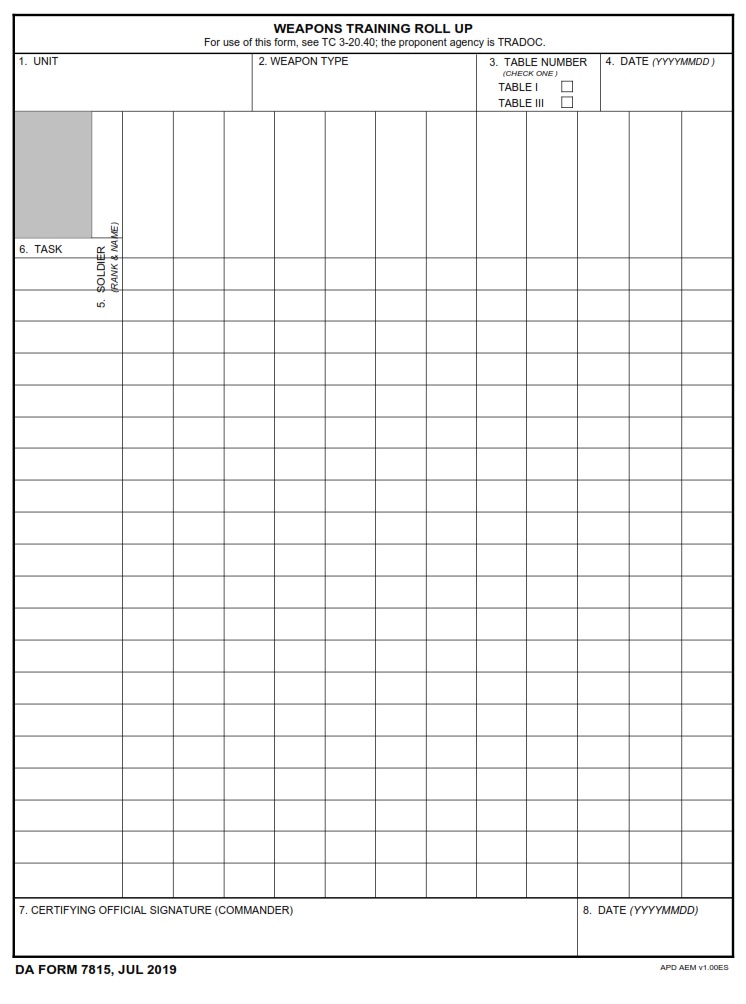 DA FORM 7815 Fillable - Army Pubs 7815 PDF | DA Forms 2024