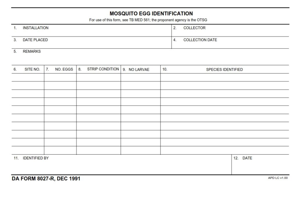 DA FORM 8027-R - Mosquito Egg Identification (LRA)